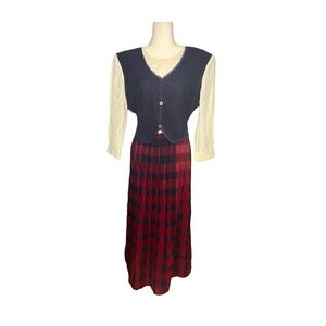 Vintage 90’s Plaid Teacher Dress Maxi 16 Plus Size